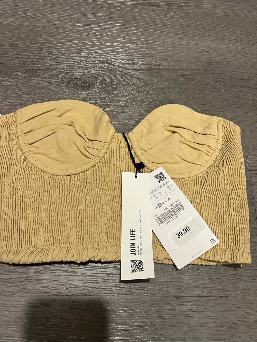 Zara Cream Strapless Ruched Bust Crop Top